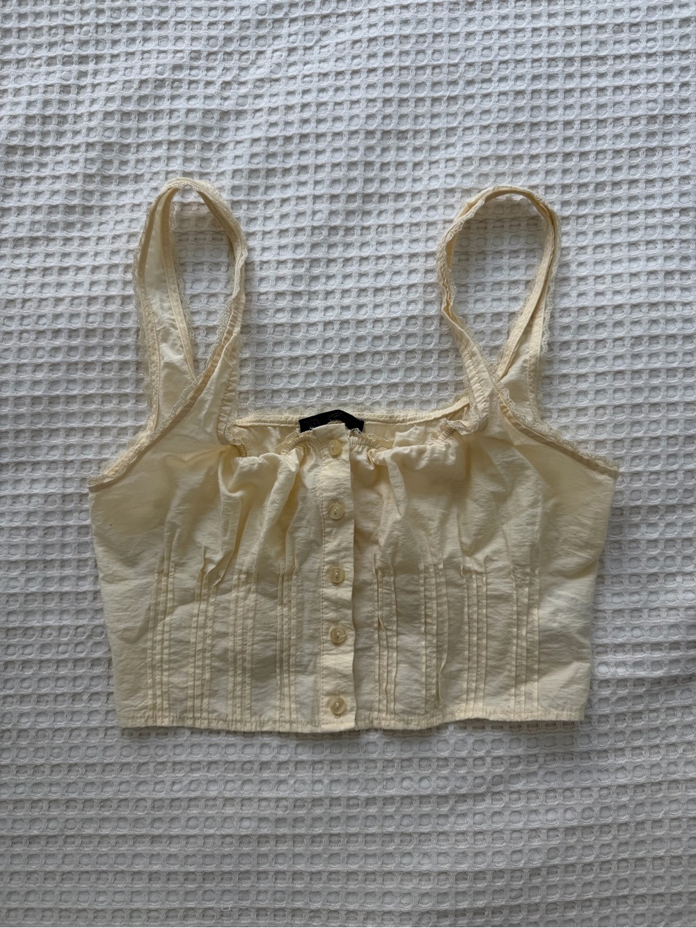 Zara Cream Button-Front Cropped Tank